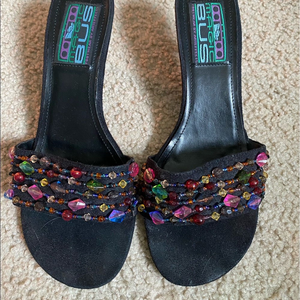 black beaded heels